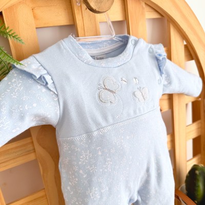 Macacão Malha Trape Zape - Borboletas - Azul Claro